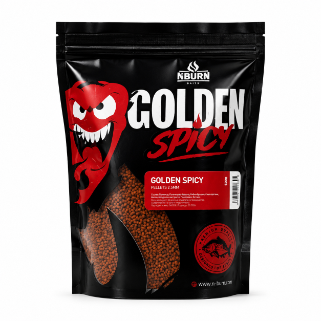 Golden Spicy Pellets 2-2,5mm Пелети GOLDEN SPICY 2-2,5mm 0,800gr – N-Burn Baits - Image 1